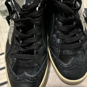 Golden Goose Mid Star Pearly Stud Wing-Tip Sneakers Size 37- Women in Black